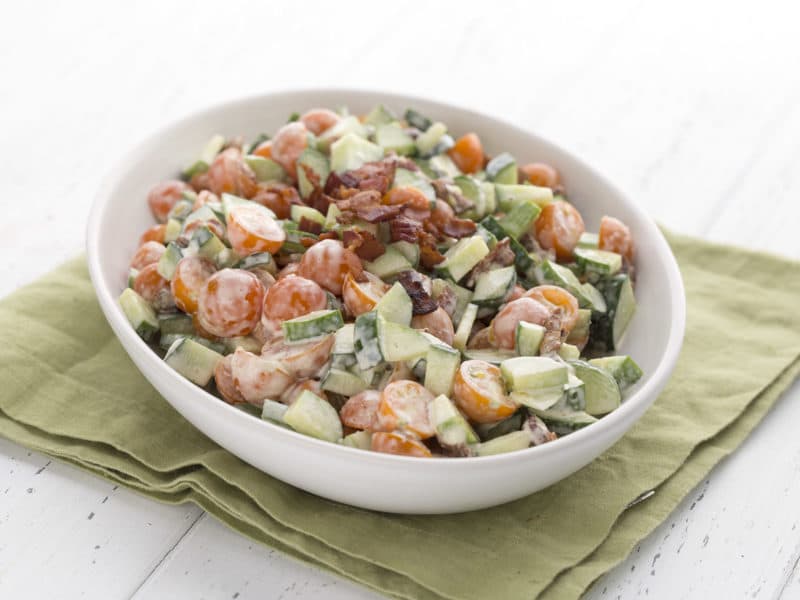 bacon cucumber and tomato salad