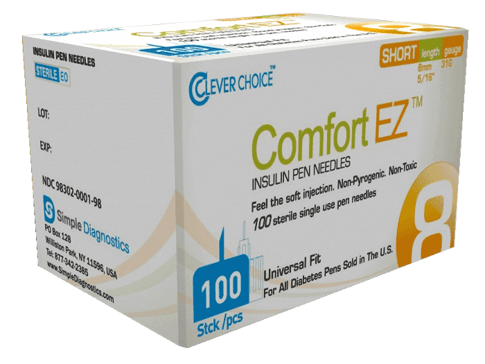 Comfort EZ 8mm 31G Insulin Pen Needles 100 count