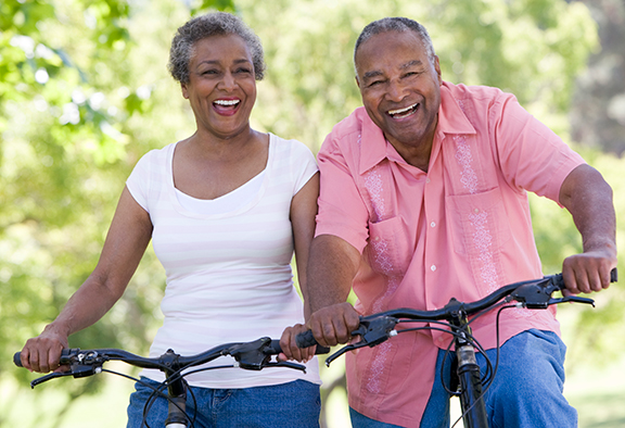 Woman and Man Riding Bike