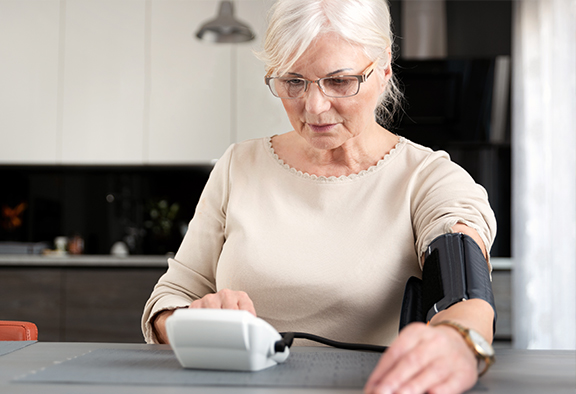 woman testing Blood pressure