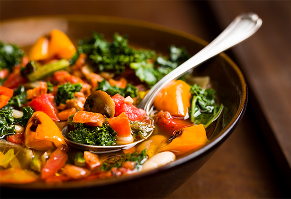 Vegetable Soup with Spoon